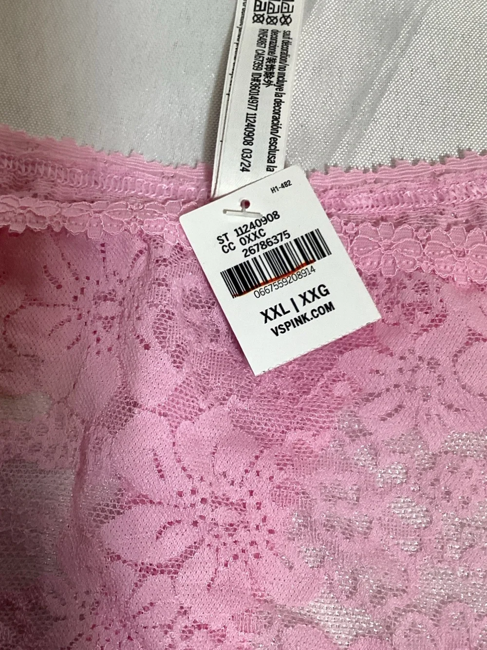 PINK Victoria's Secret Light Pink Lace Strappy Bikini Panty